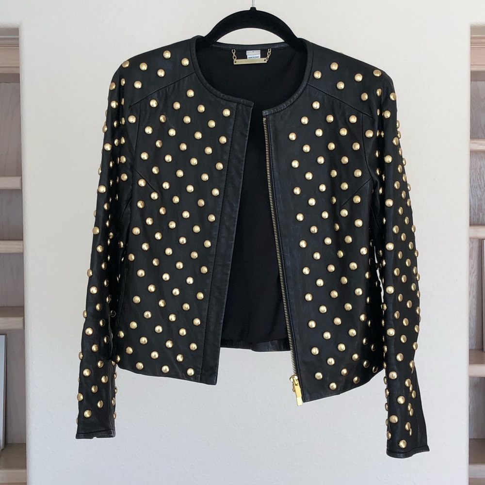 Vintage DVF leather studded jacket